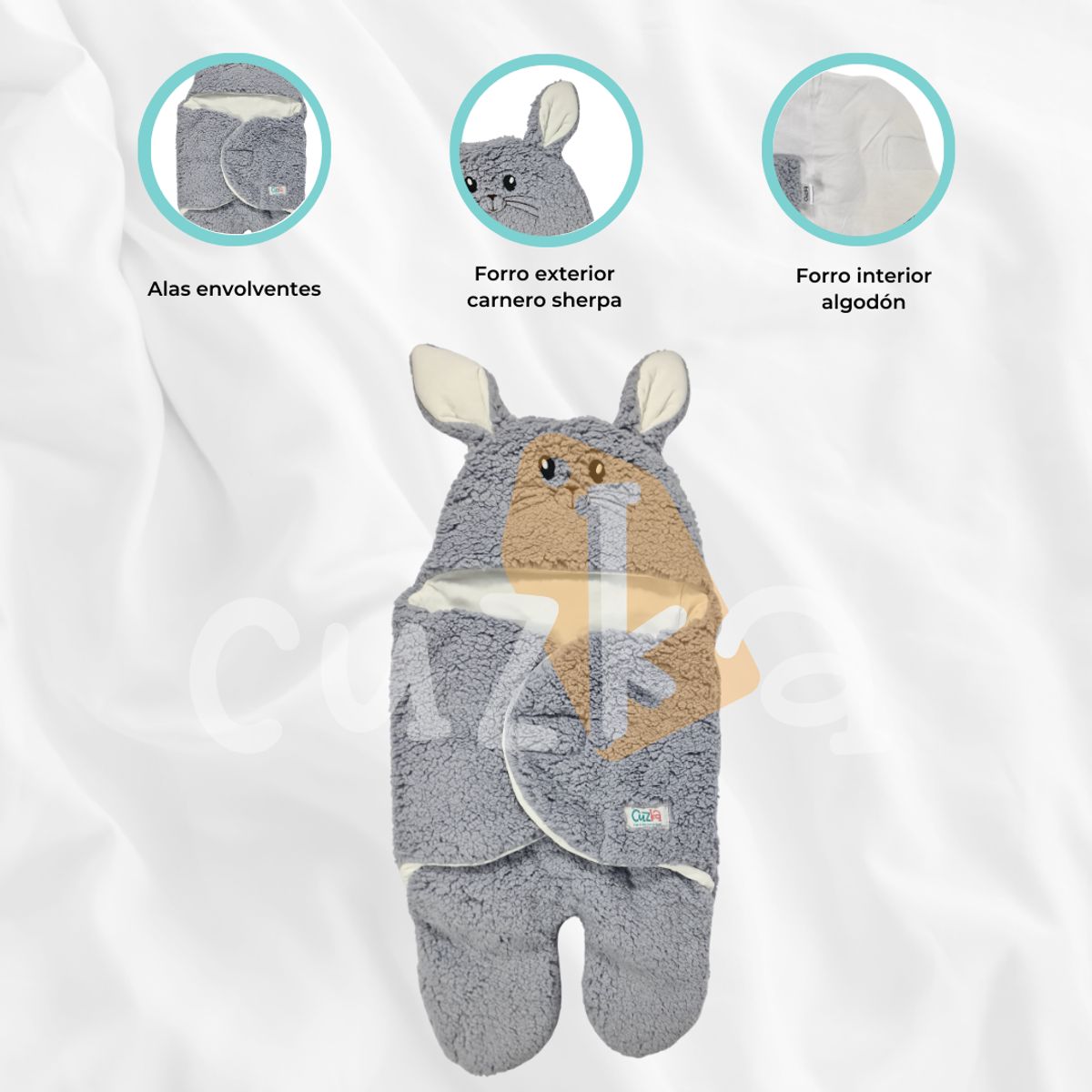 CUZKA - Saco de dormir para Bebé »RABBIT» Gray