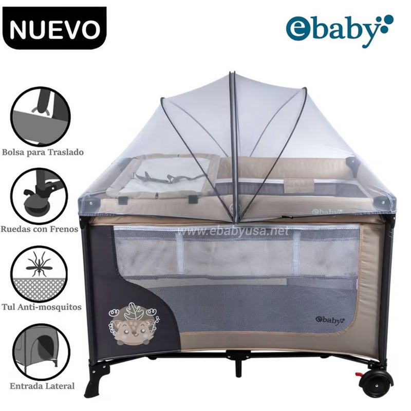 EBABY - Cuna Corral Ebaby con Cambiador Happy Dream Beige 727-2