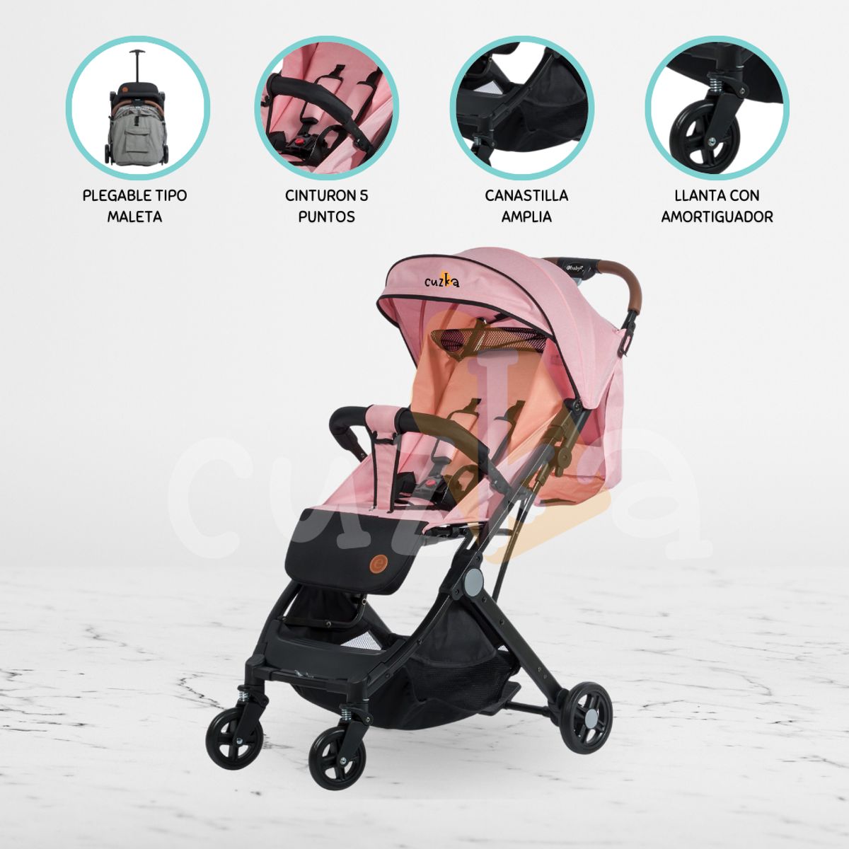EBABY - Coche Maleta para Bebé »COMPACT» Pink
