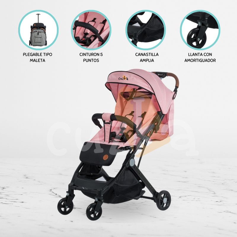 EBABY - Coche Maleta para Bebé »COMPACT» Pink