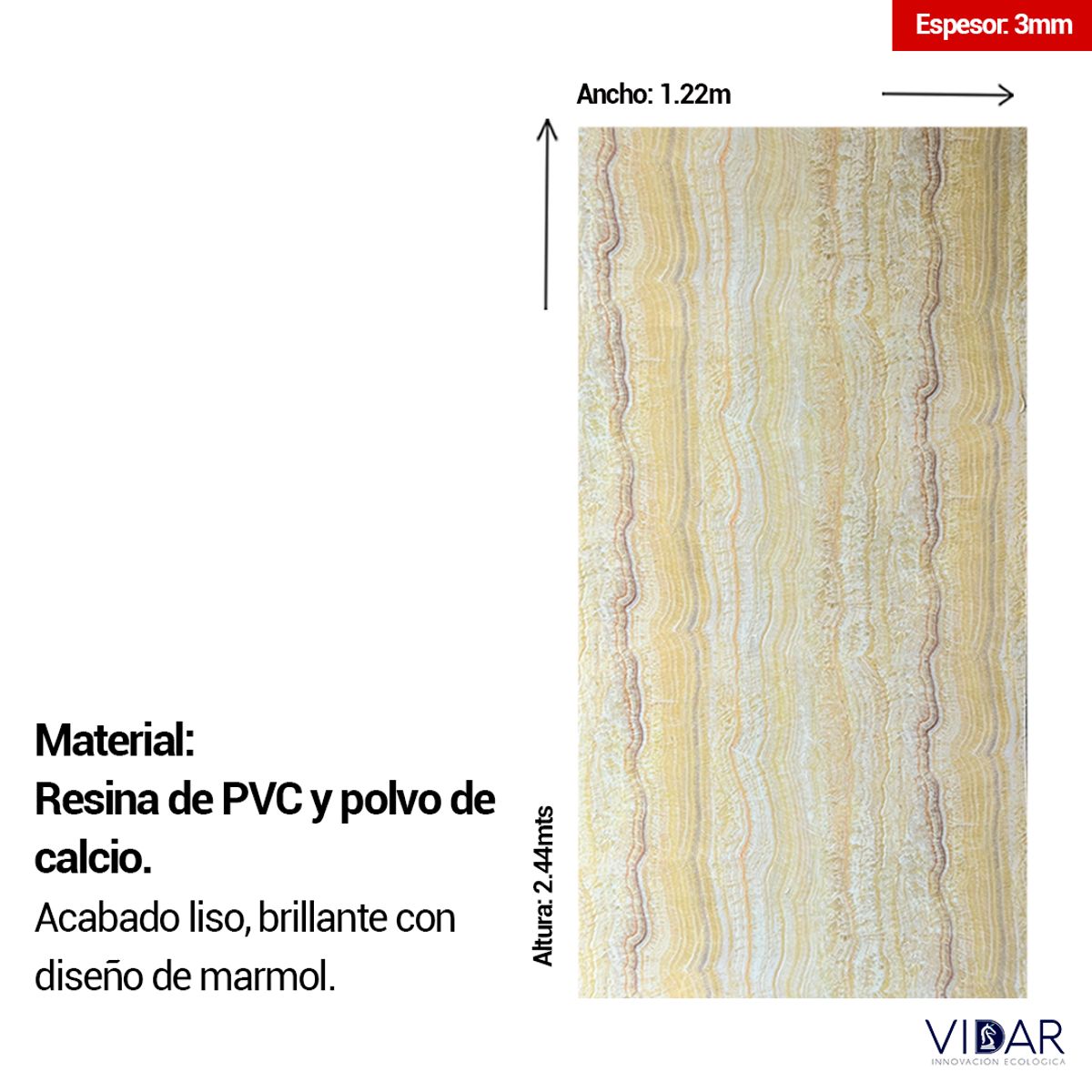 VIDAR - PANEL MARMOL SPC ROCA ONDULADA AMARILLA - VENTA POR UNIDAD