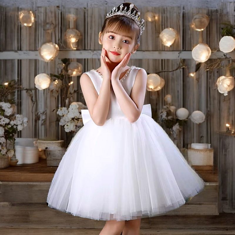 GENERICO - VESTIDO DE NIÑA PARA BAUTISMO CON DETALLES DE PERLITAS