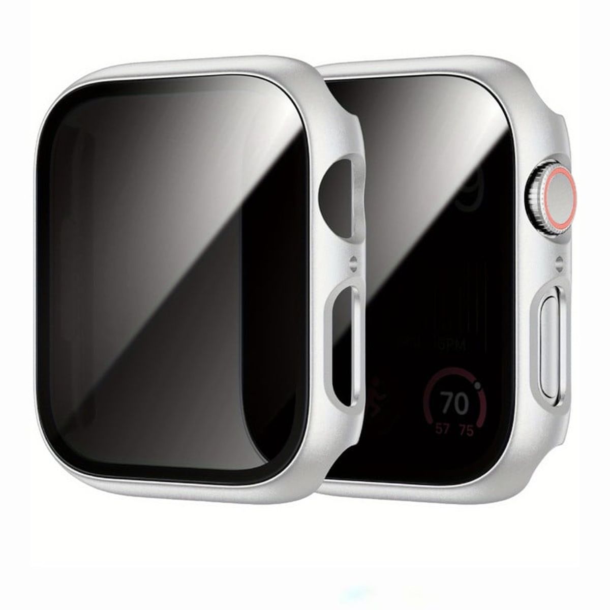 GENERICO - Cover Para Apple Watch 45mm Glass Antiespia - Plateado
