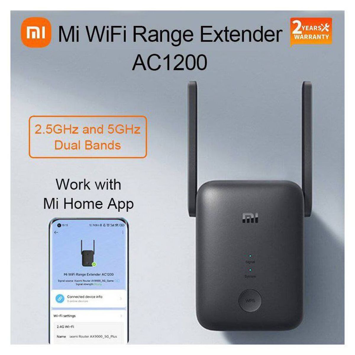 XIAOMI - Repetidor Wifi Xiaomi Range Extender AC1200 - Negro