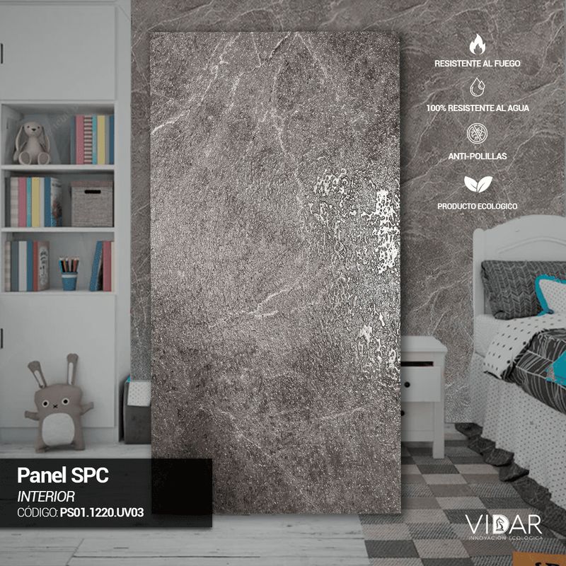 VIDAR - PANEL MARMOL SPC UV ANDESITE - VENTA POR UNIDAD