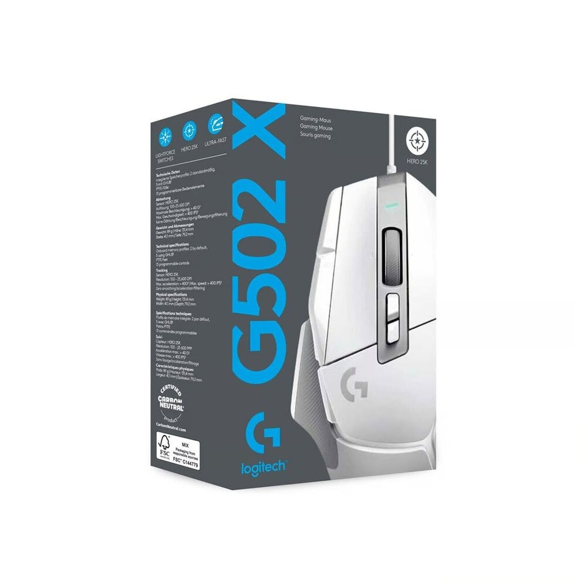 LOGITECH - MOUSE GAMER LOGITECH G502 X WHITE  910-006144  GAMING