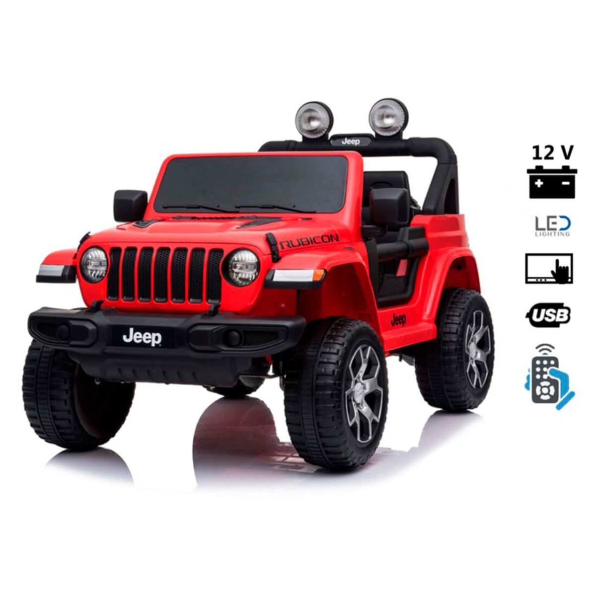 JEEP - Jeep Wrangler Rubicon 12V Pantalla Video USB Rojo