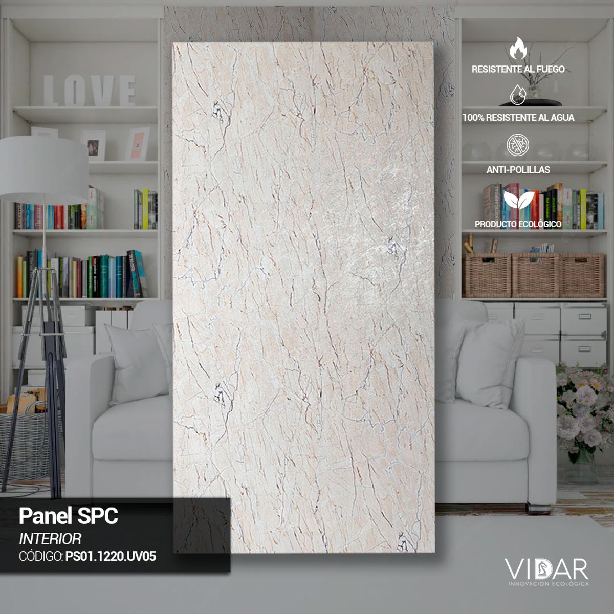 VIDAR - PANEL MARMOL SPC UV JASPILLITE - VENTA POR UNIDAD
