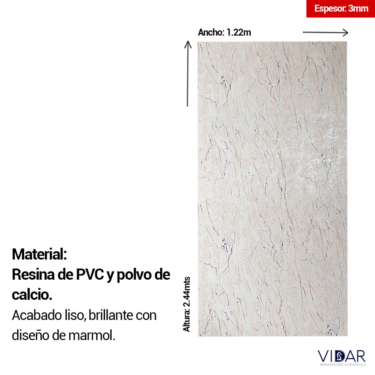 VIDAR - PANEL MARMOL SPC UV JASPILLITE - VENTA POR UNIDAD