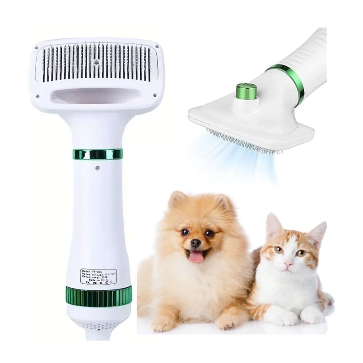 OEM - Cepillo Secador de Pelo de Mascotas con Botón Quita Pelos