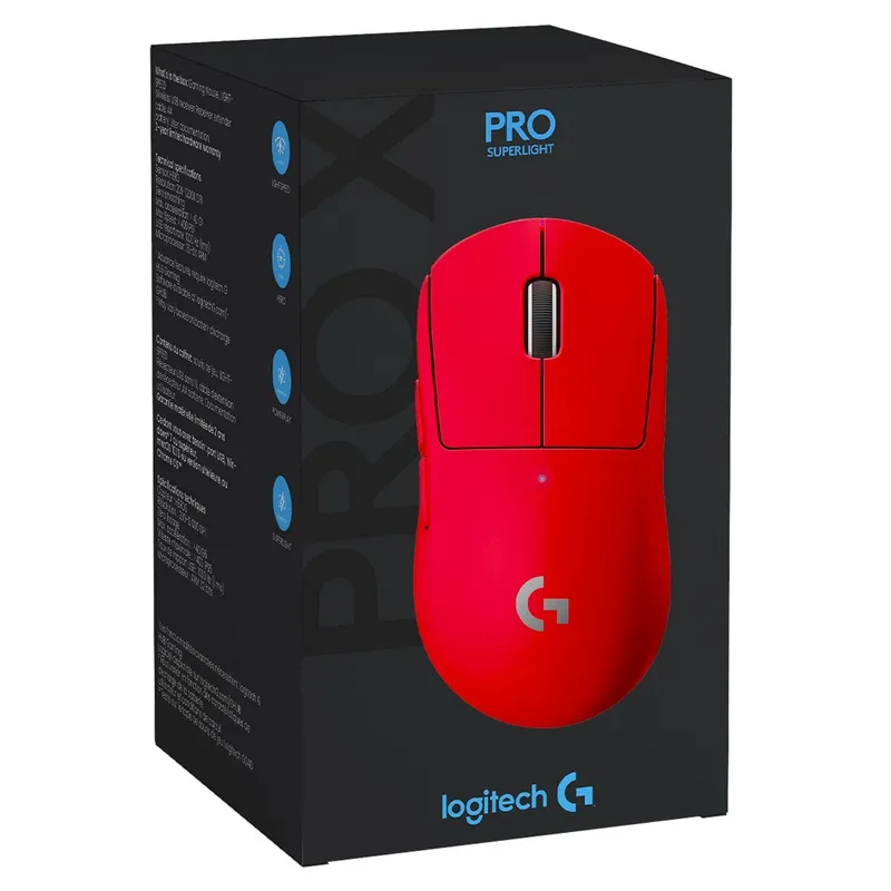 LOGITECH - MOUSE LOGITECH G PRO X SUPERLIGHT RED WIRELESS LIGHTSPEED 910-006783