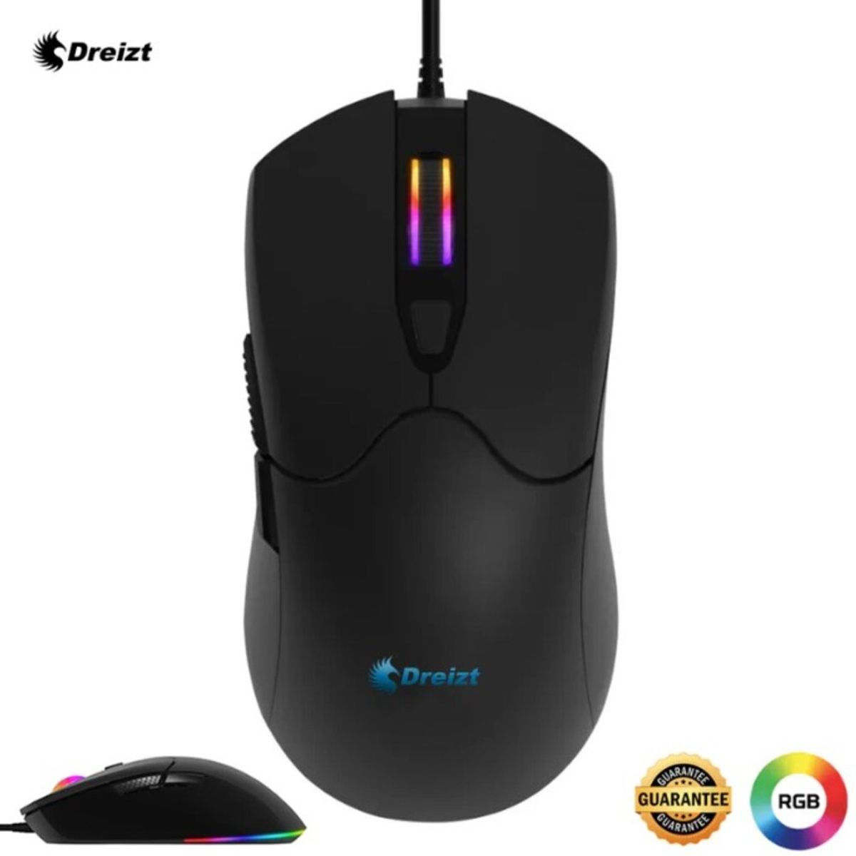 DREIZT - Combo Mouse gamer RGB GR270037+Mousepad Gamer Rgb Multicolor GR270011