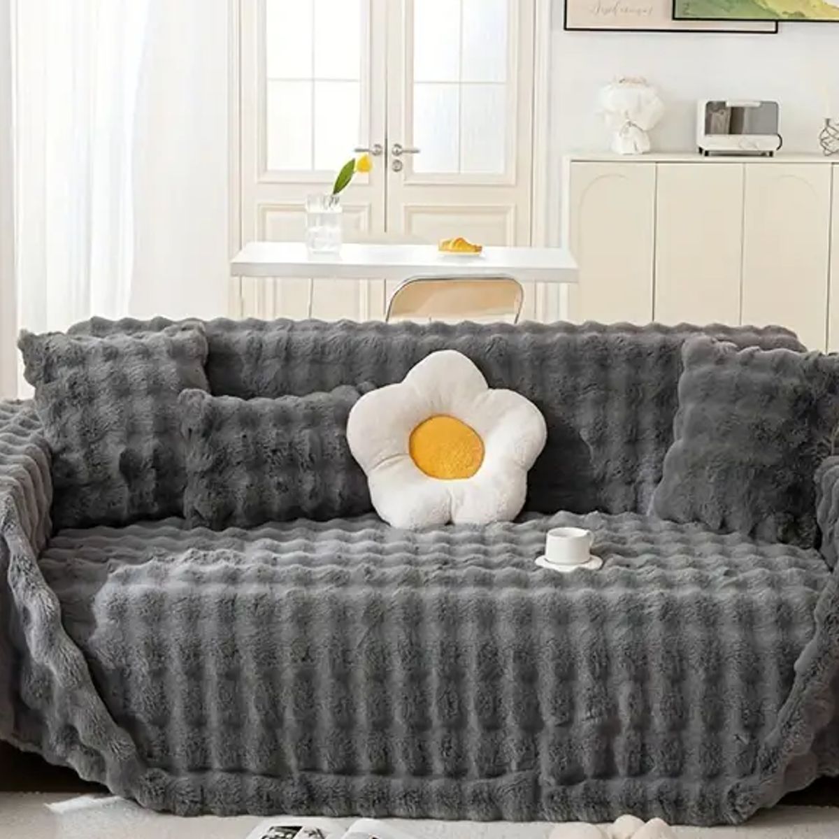 GENERICO - Protector funda de sofá 1-2-3 suave tipo piel de conejo de lujo