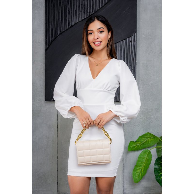 GENERICO - Vestido Mini Manga Larga Noelys Color Perla Estacion 108