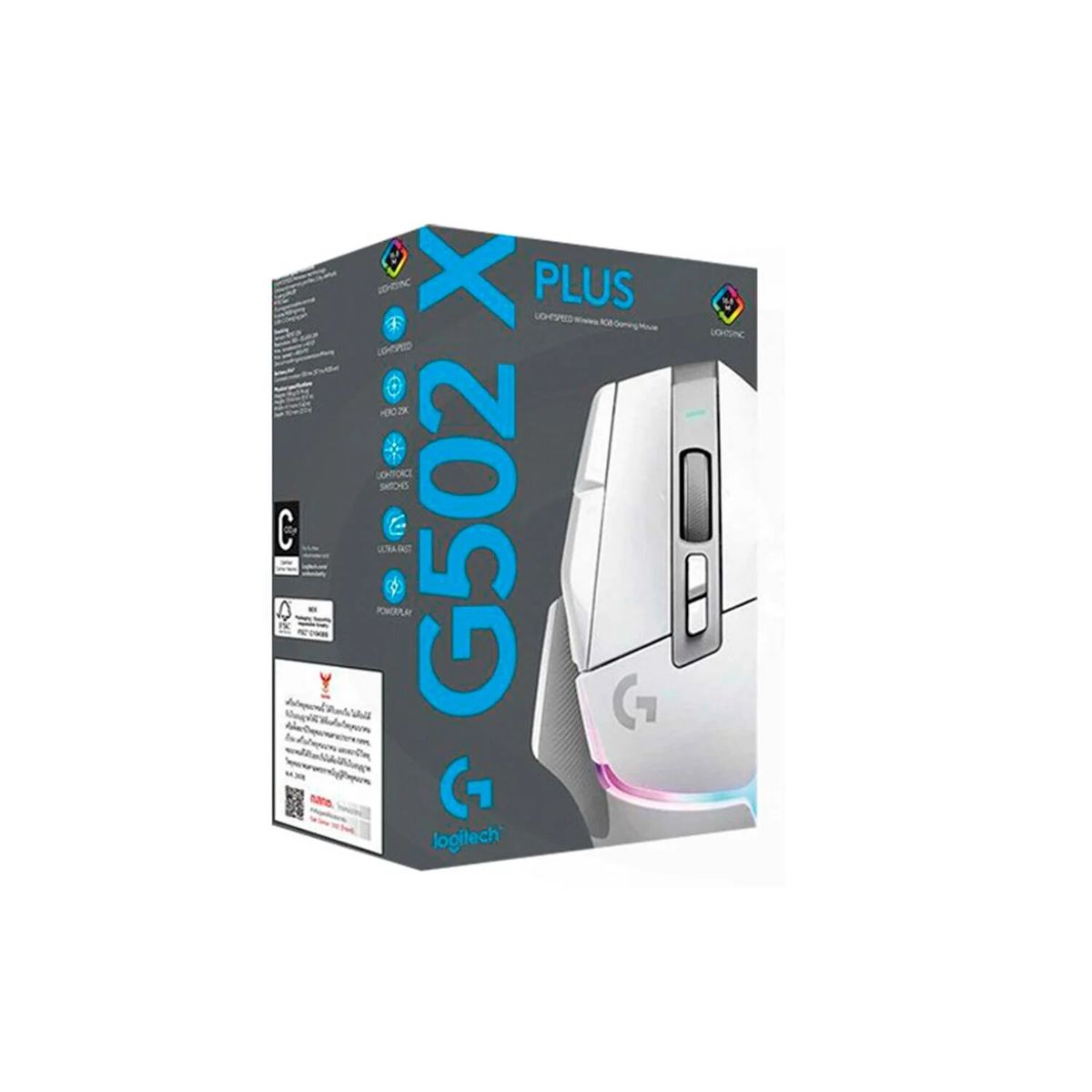 LOGITECH - MOUSE LOGITECH G502 X PLUS WHITE  910-006169  GAMING