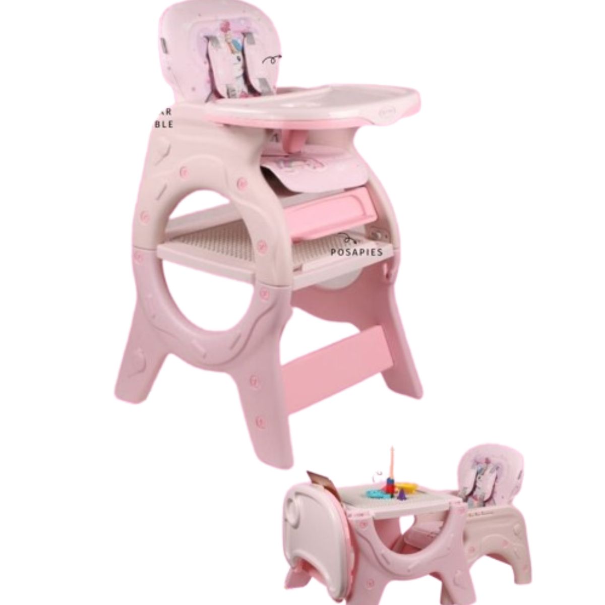 GENERICO - SILLA DE COMER PARA BEBE CARPETA 4 EN 1 DONNA - ROSADO
