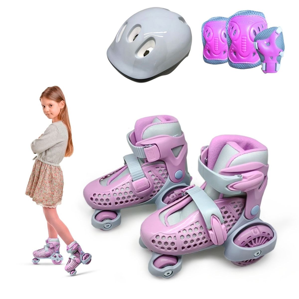 XTREME SPORT - Patines Niña Kids Graduable  Kit de protección 26 al 29