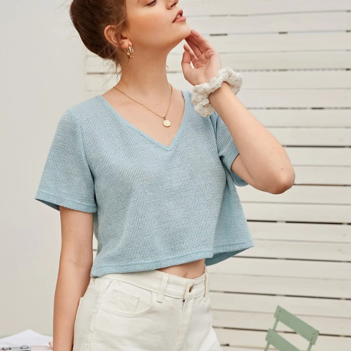 GENERICO - Crop Cardigan con escote V