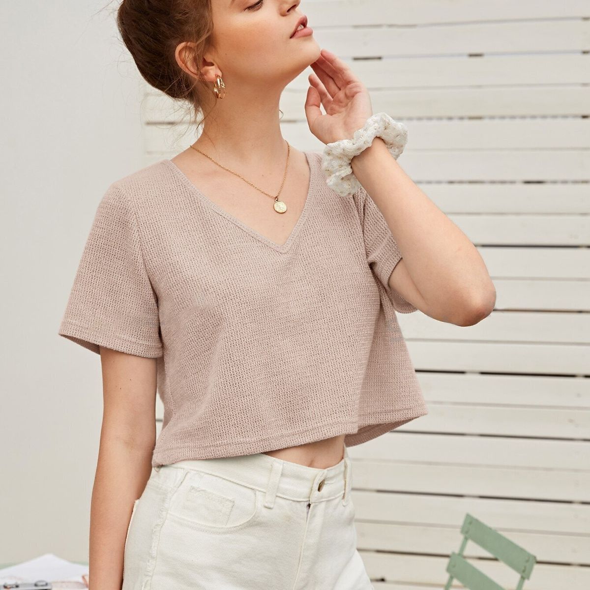 GENERICO - Crop Cardigan con escote V
