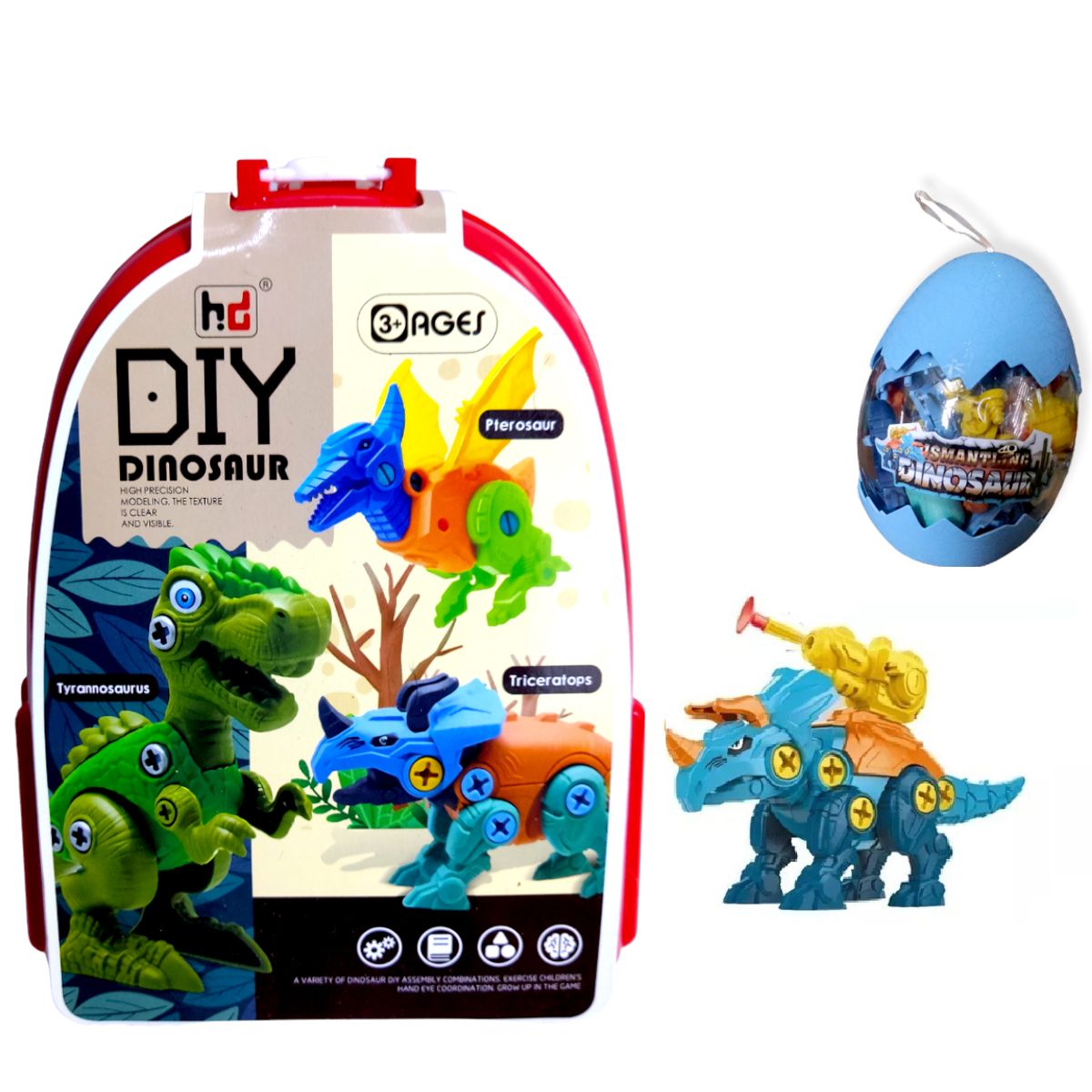 GENERICO - Mochilita y huevo de Dino didáctico de dinosaurio armable