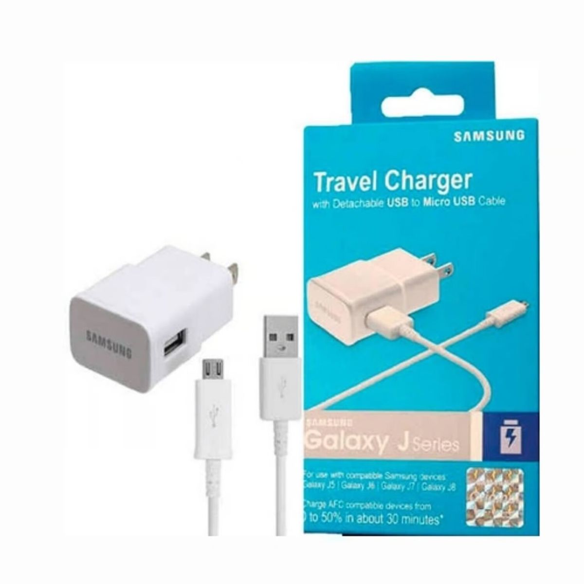 SAMSUNG - Cargador Samsung para Galaxy J8 - Blanco