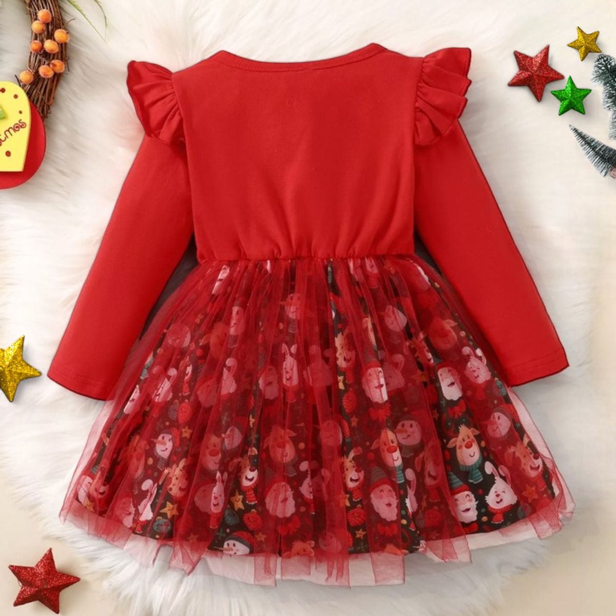 GENERICO - VESTIDO DE NIÑA MODELO NAVIDEÑO