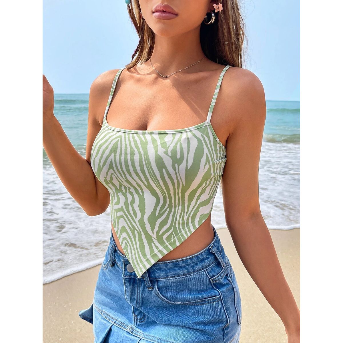 GENERICO - Top Ivy de tirantes con print de cebra