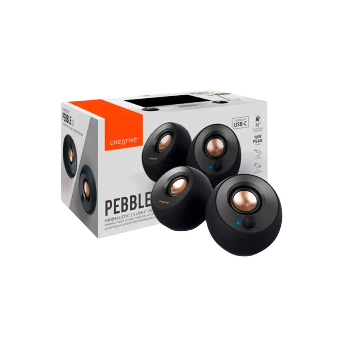 CREATIVE - PARLANTE CREATIVE PEBBLE V2 2.0 8W/16W 3.5MM USB-C-POWER/AU