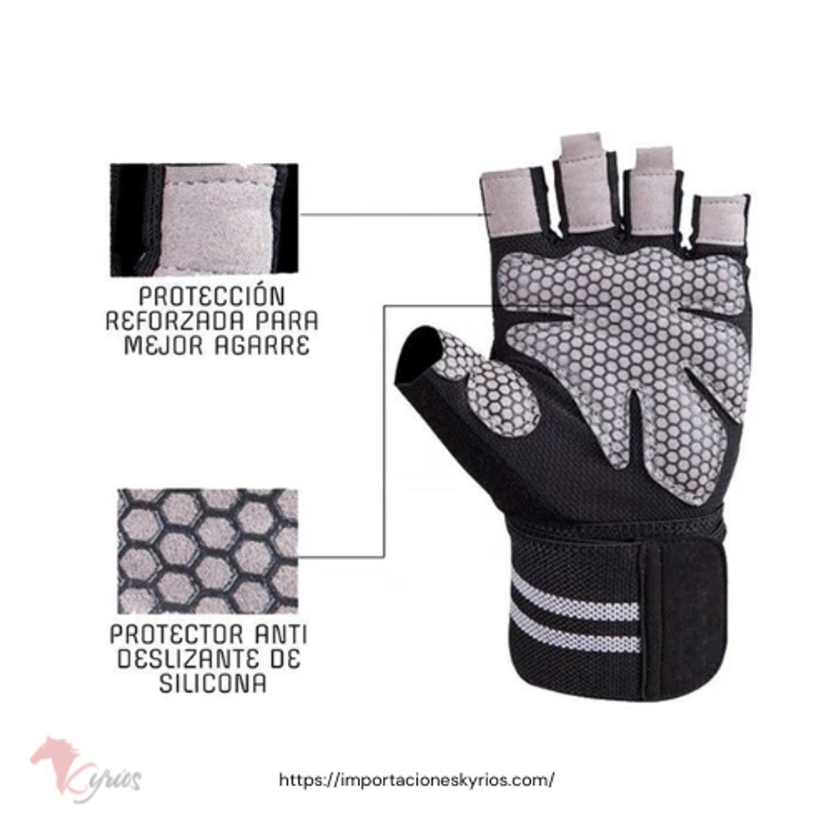 GENERICO - Guante Deportivo Transpirable con Muñequera Gym