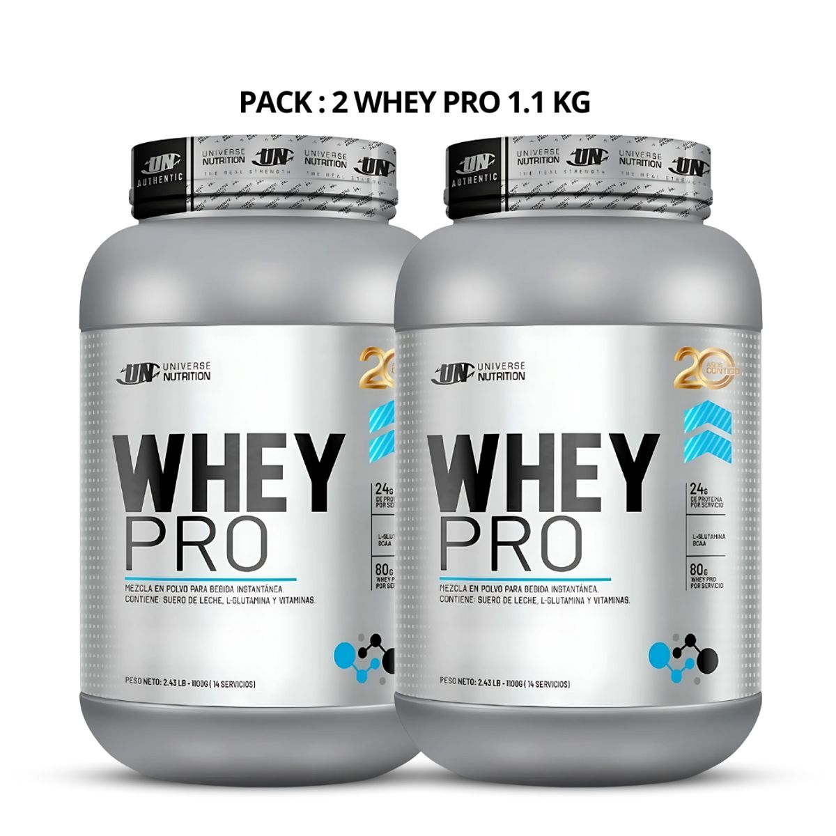 UNIVERSE NUTRITION - PACK X 02 - Whey Pro 1.1 kg Proteina Whey - cookie and cream