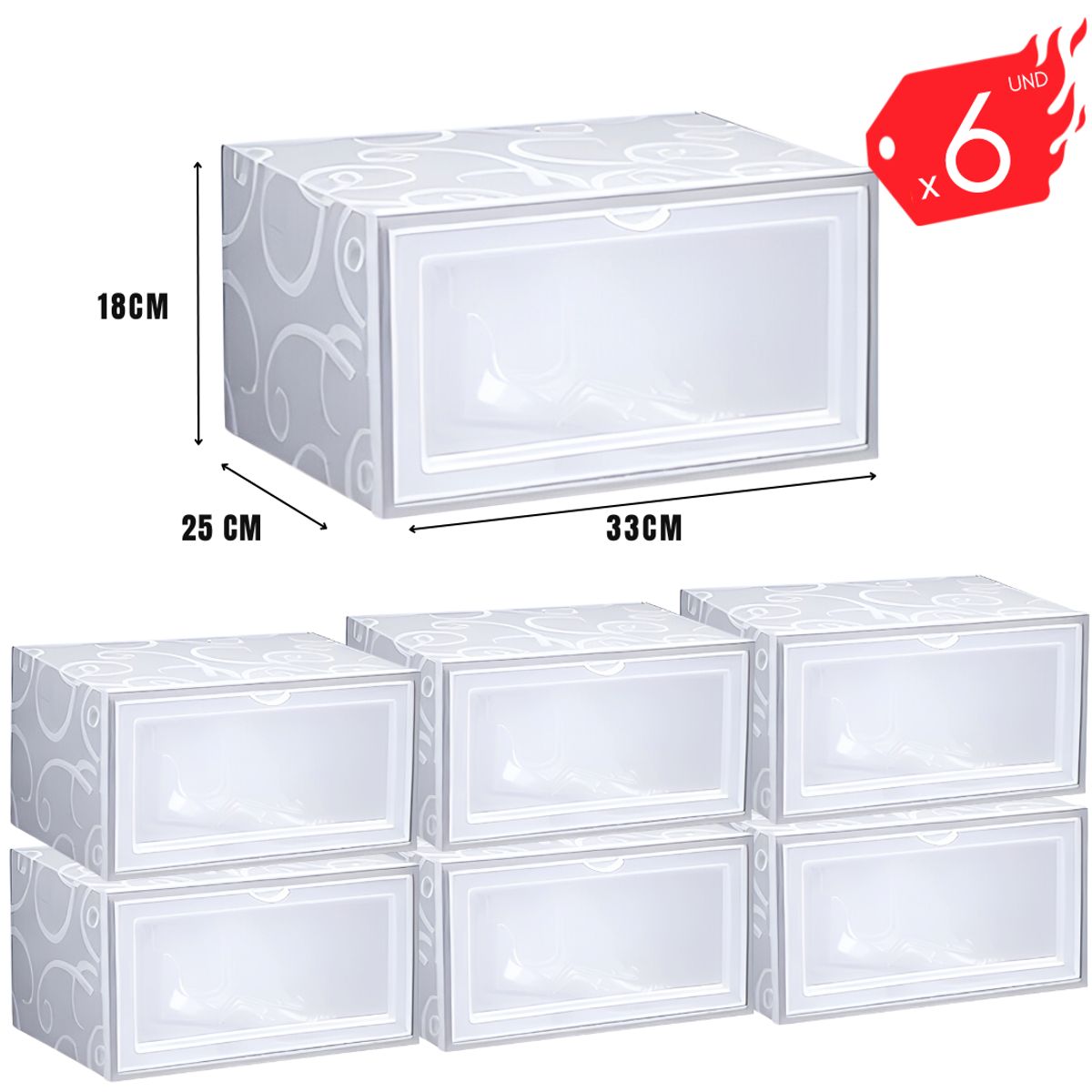 GENERICO - Caja zapatos plástica zapatera organizador set x6und