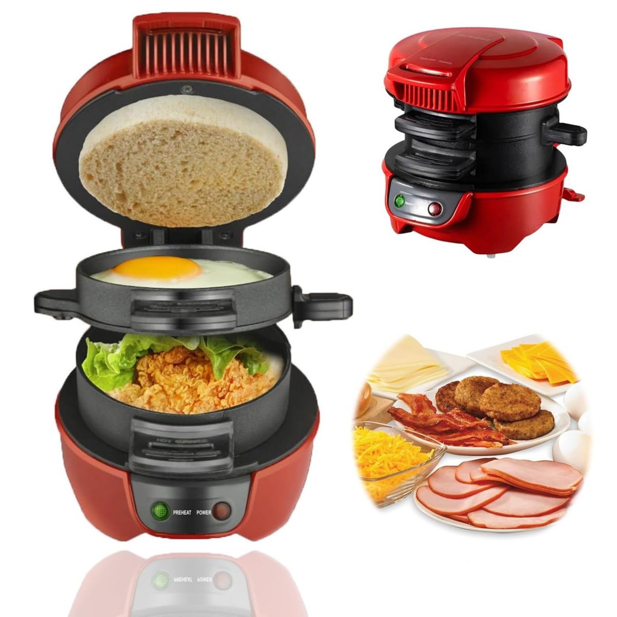 GENERICO - Sándwichera para Desayuno en 5minutos Antiadherente de Doble Cara