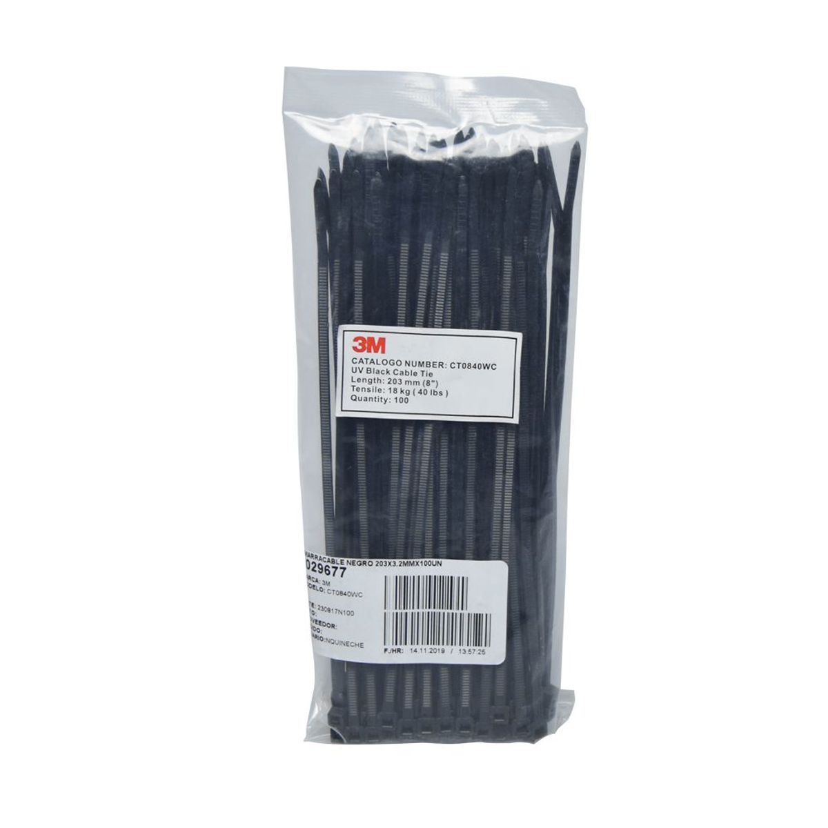 IMPORTADO MC - Cintillo 203x3.2mm Color Negro x 100 Unidades