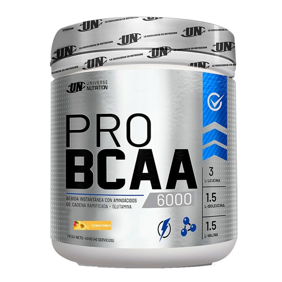 UNIVERSE NUTRITION - Pro bcaa 6000 500 gr aminoácidos un Citrus Punch + tomatodo