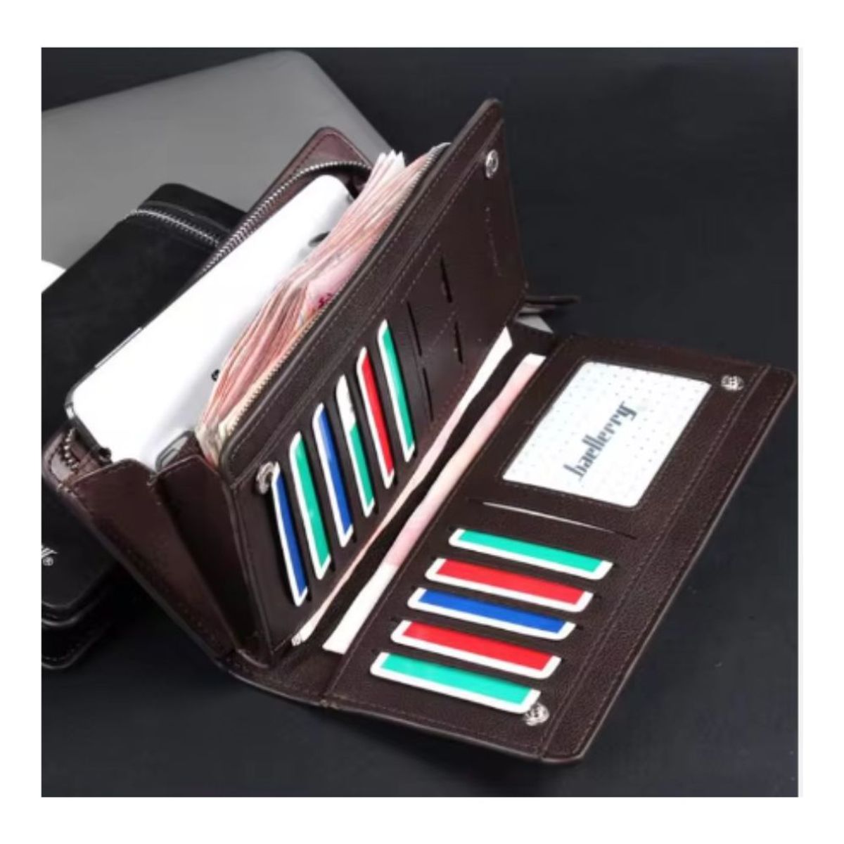 BAELLERRY - Billetera Baellerry Larga Ecocuero Ejecutivo Chocolate