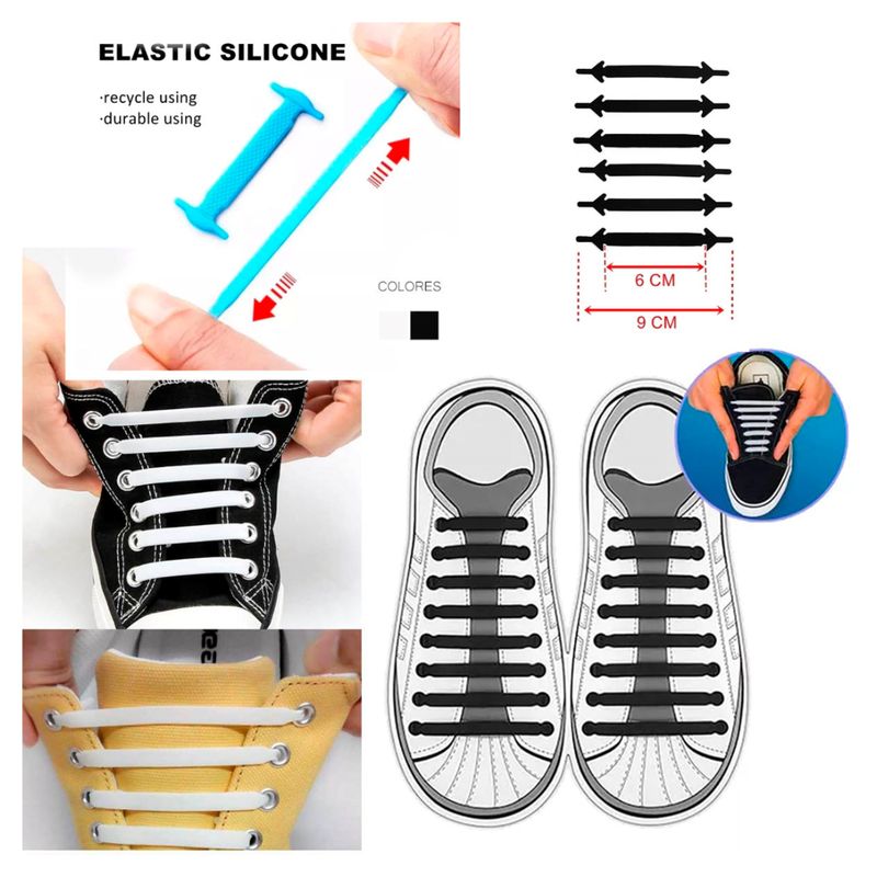 GENERICO - 5 Pares Cordones de Silicona Pasadores Elásticos de Calzado