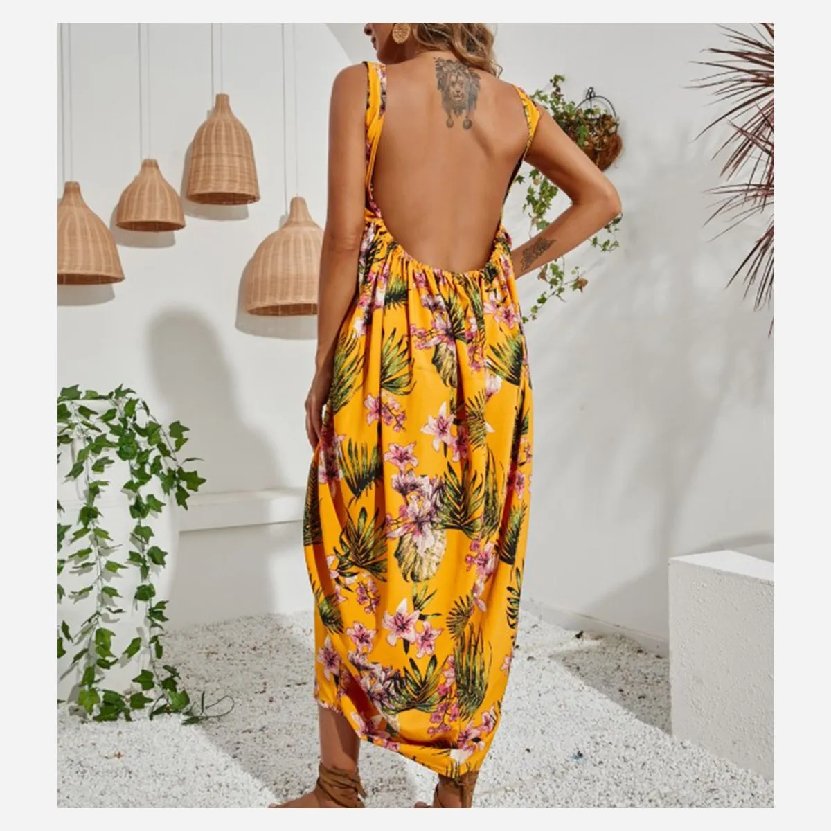 ZIMRAHYG - Vestido Largo Casual De Dama Espalda Descubierta Playa O Día