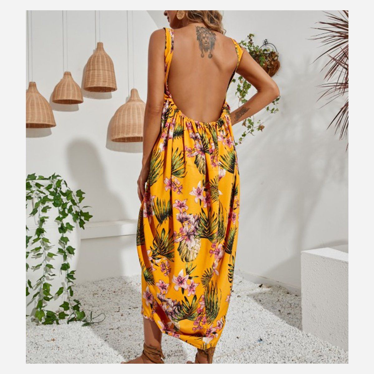 ZIMRAHYG - Vestido Largo Casual De Dama Espalda Descubierta Playa O Día