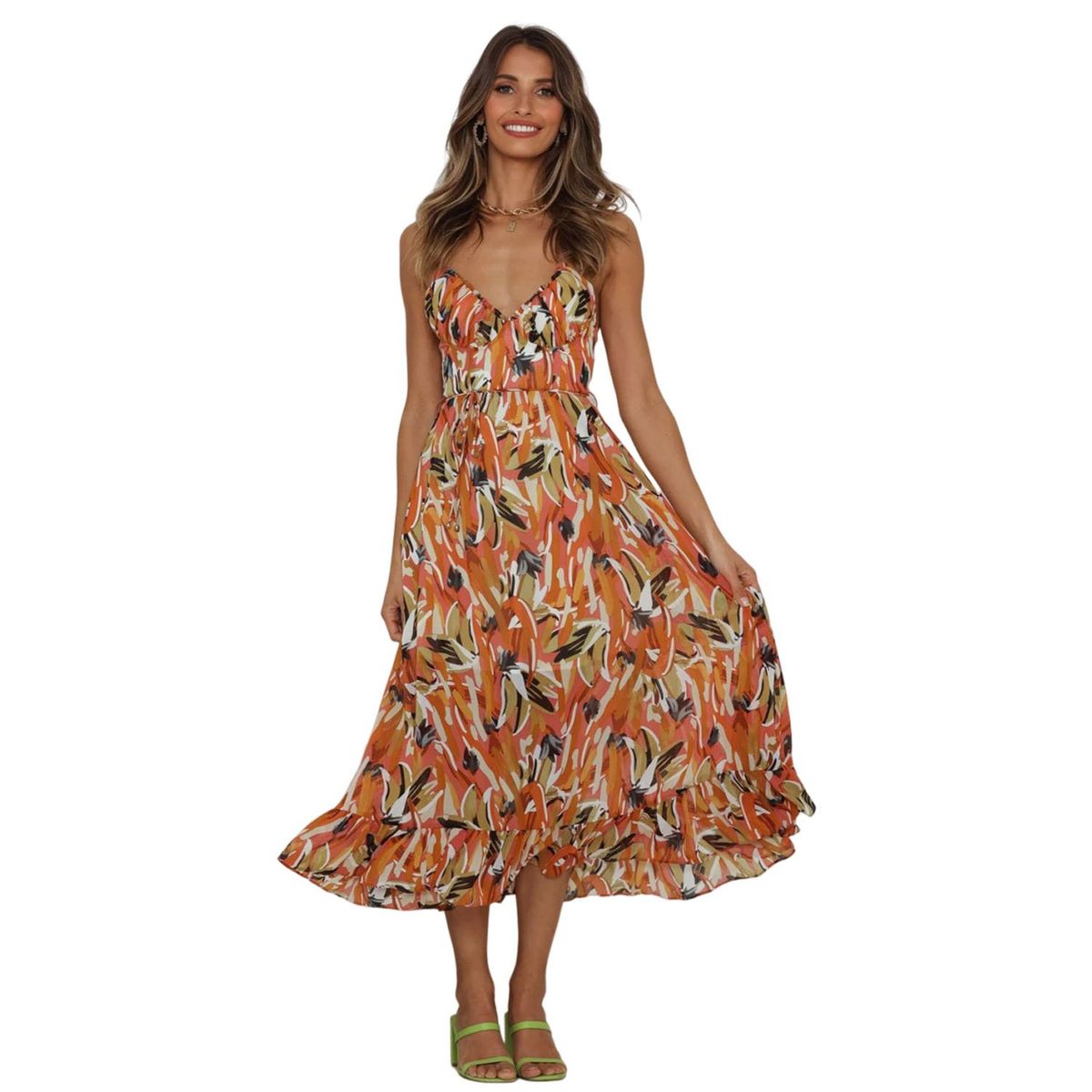 DENISASAA - Vestido De Tirantes Con Estampado De Hongos De Verano Para Mujer