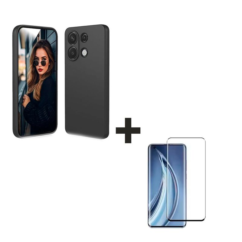 GENERICO - Case Para el Redmi Note 13 4G  + Mica De Vidrio Curvo Negro