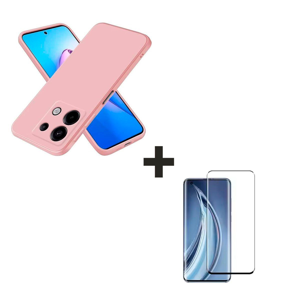 GENERICO - Case Para el Redmi Note 13 4G  + Mica De Vidrio Curvo Nude