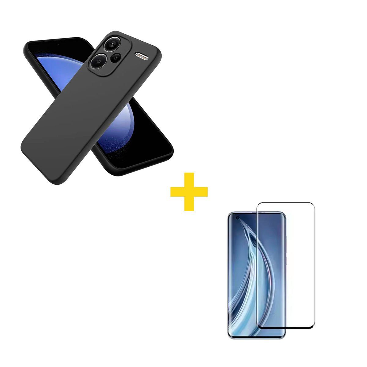 GENERICO - Case Para el Redmi Note 13 Pro Plus 5G + Mica de Vidrio Curvo Negro