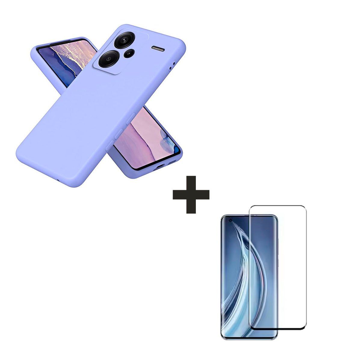 GENERICO - Case Para el Redmi Note 13 Pro Plus 5G + Mica de Vidrio Curvo Lila