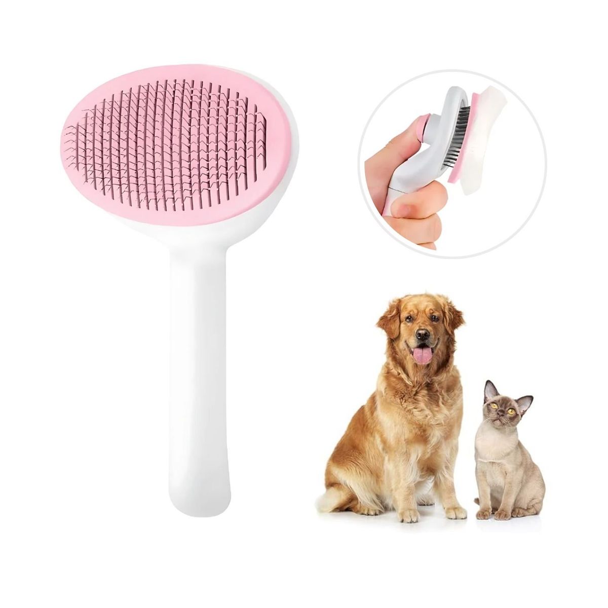 GENERICO - Peine para Mascotas con Botón Expulsador de Pelos