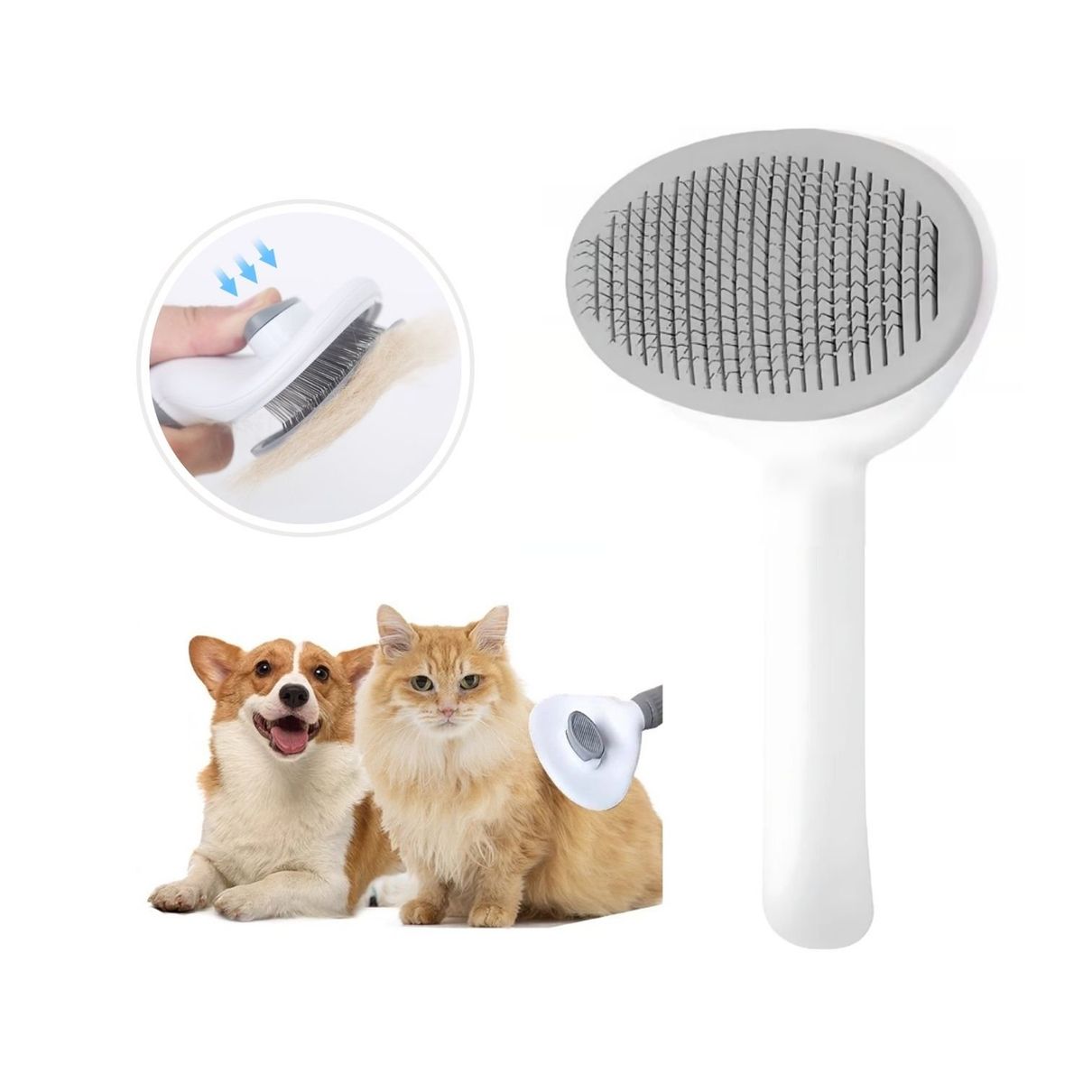 IMPORTADO MC - Cepillo Peine  para Mascotas con Botón Quita Pelos