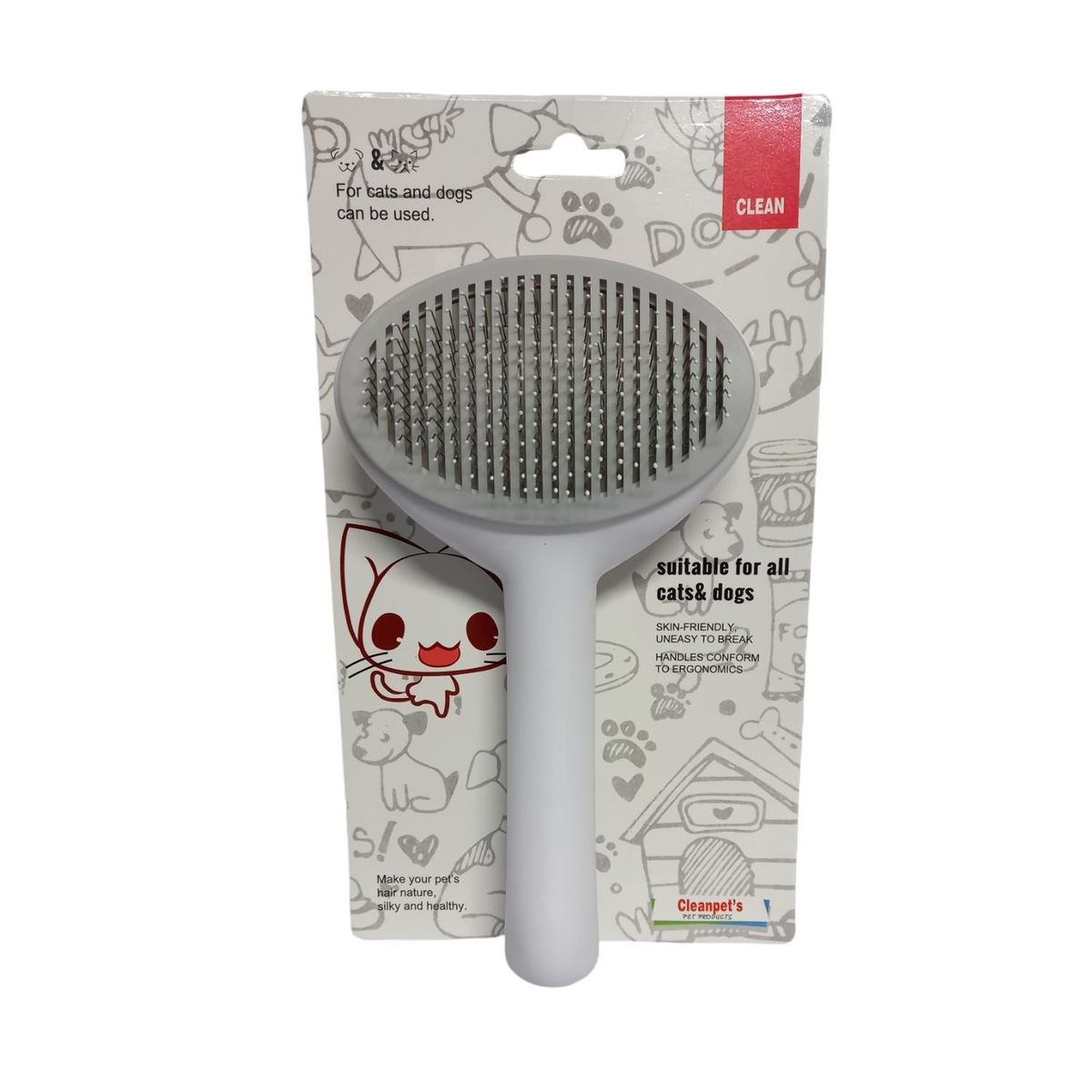 IMPORTADO MC - Cepillo Peine  para Mascotas con Botón Quita Pelos