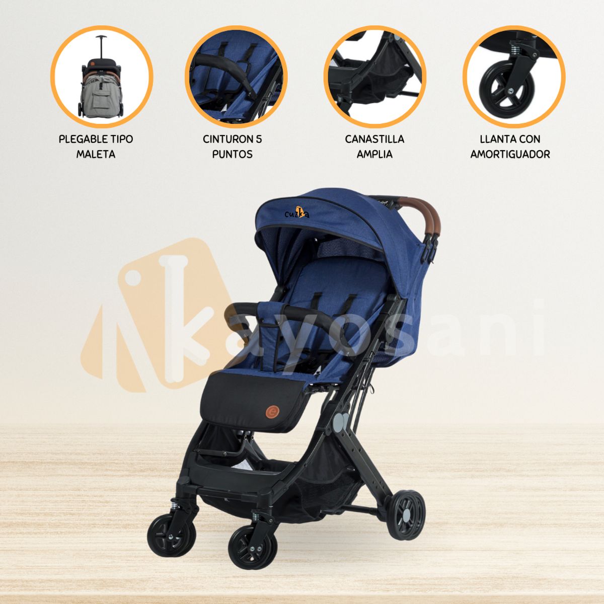 EBABY - Coche Maleta para Bebé »COMPACT» Blue
