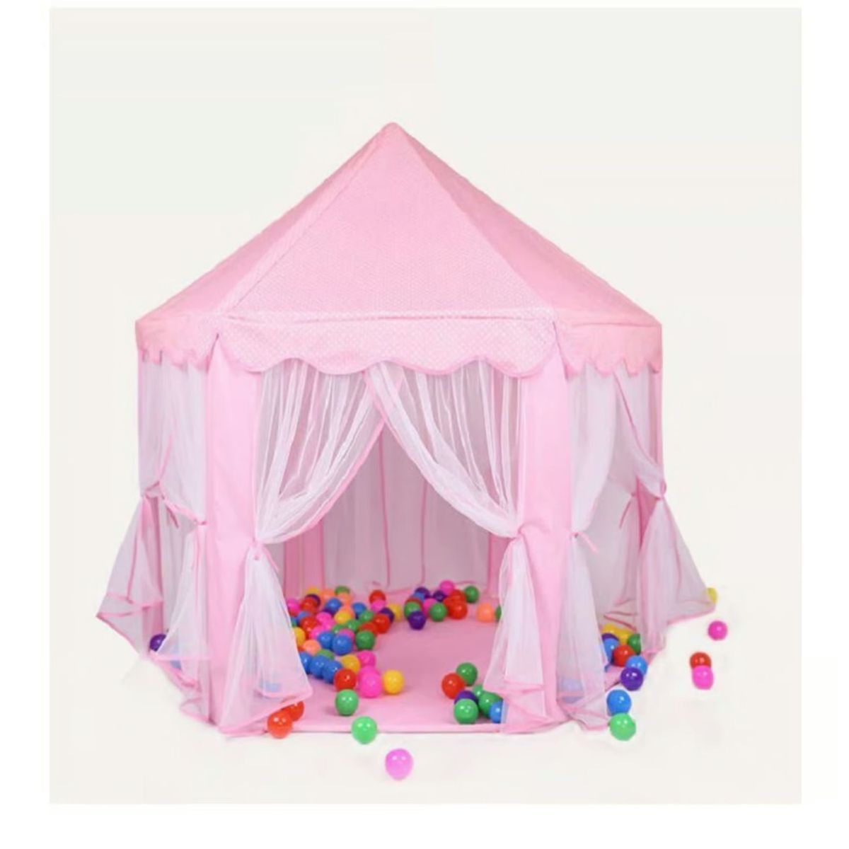 GENERICO - Carpa Castillo Armable Modelo Princesa Tul Rosado