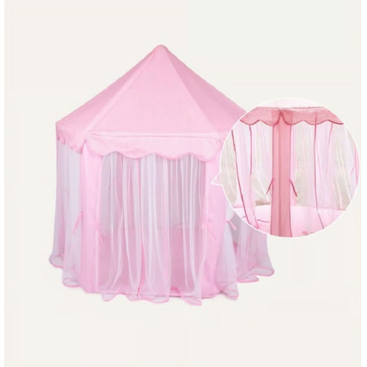 GENERICO - Carpa Castillo Armable Modelo Princesa Tul Rosado