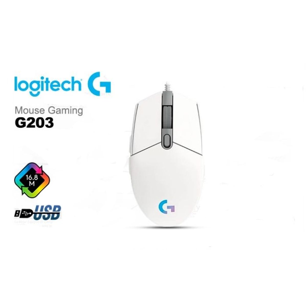 LOGITECH - Mouse Logitech G203 Lightsync -Blanco